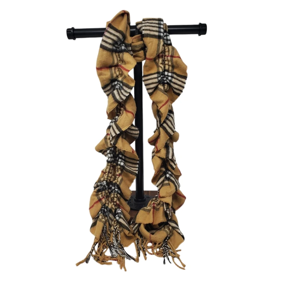 Fraas Scrunch Plaid Scarf with Tassles - Picture 1 of 7